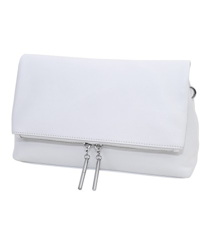 Дамска чанта от естествена кожа в бял цвят. Код: 0019