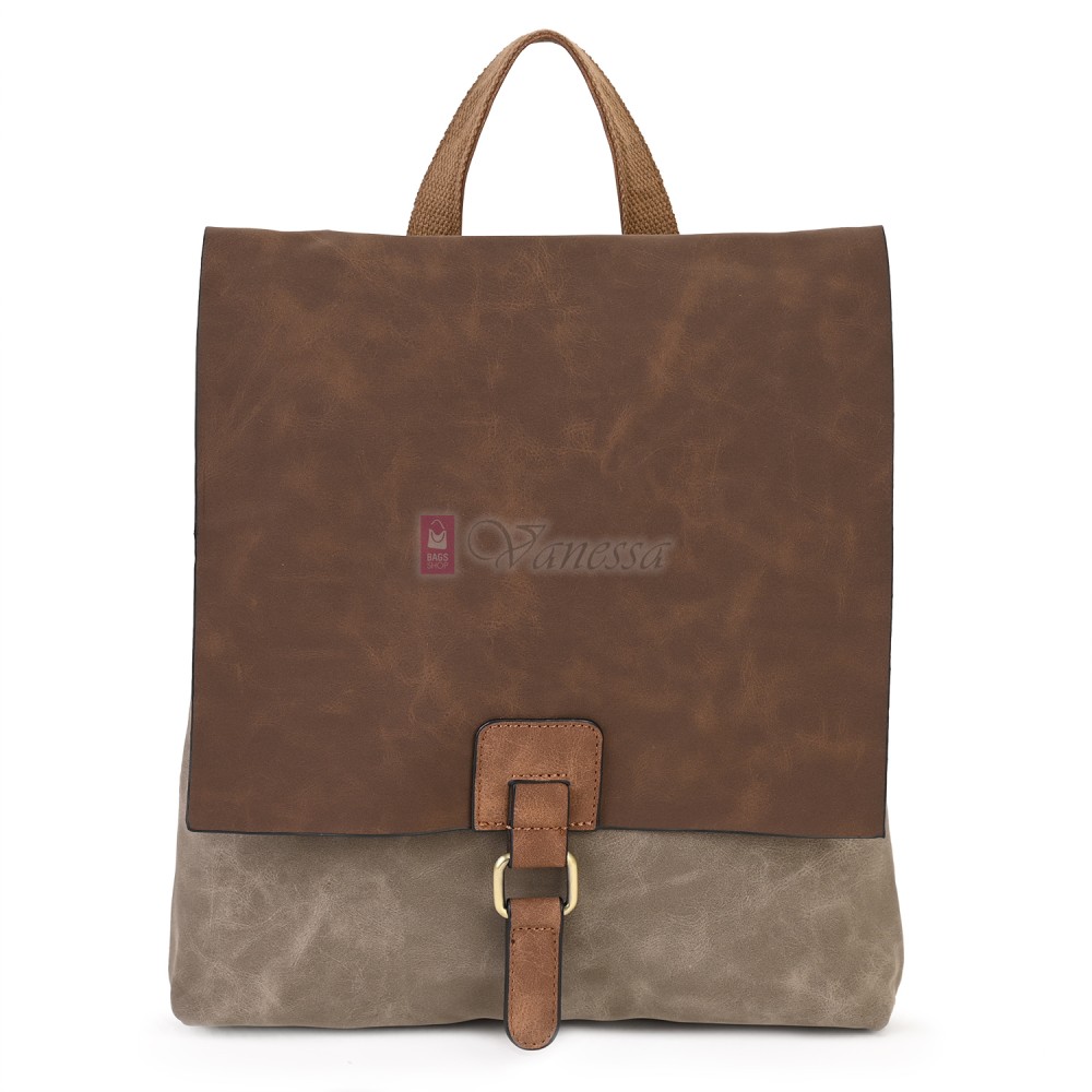  Дамска раница от велур, в тъмнобежов цвят. Код: 01106-10