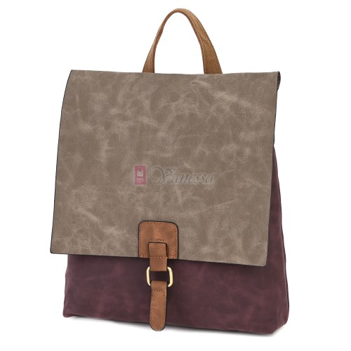  Дамска раница от велур, в цвят бордо. Код: 01106-10