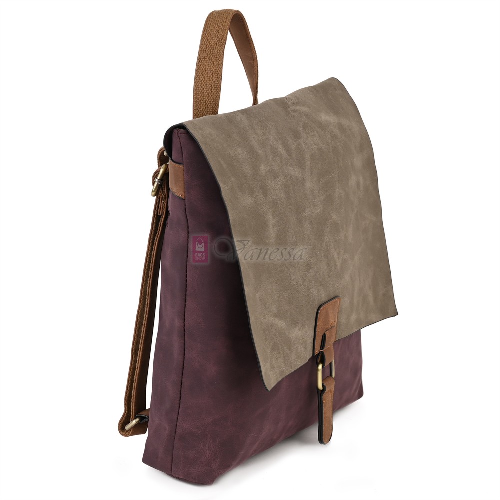  Дамска раница от велур, в цвят бордо. Код: 01106-10