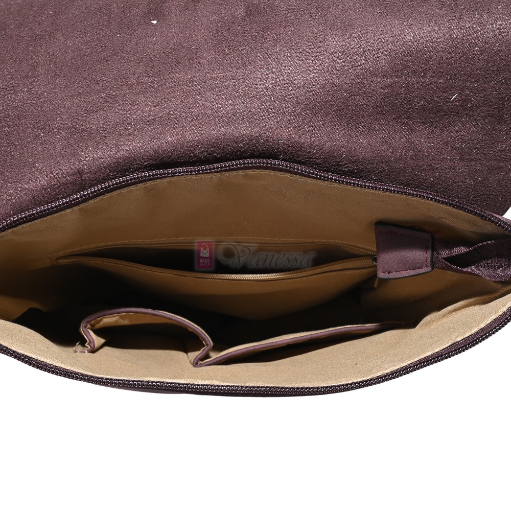  Дамска раница от велур, в цвят бордо. Код: 01106-10