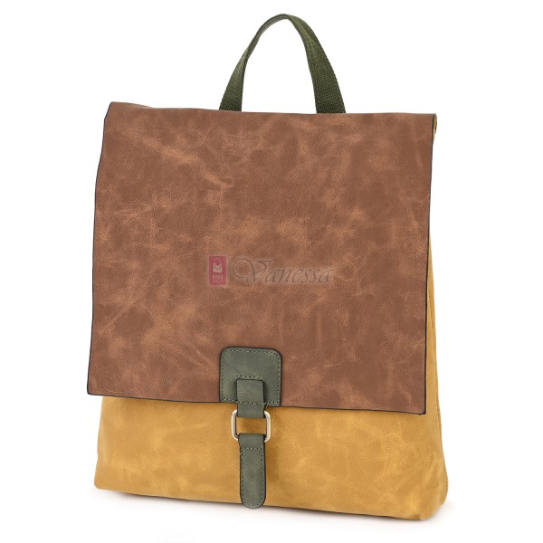  Дамска раница от велур, в жълт цвят. Код: 01106-10