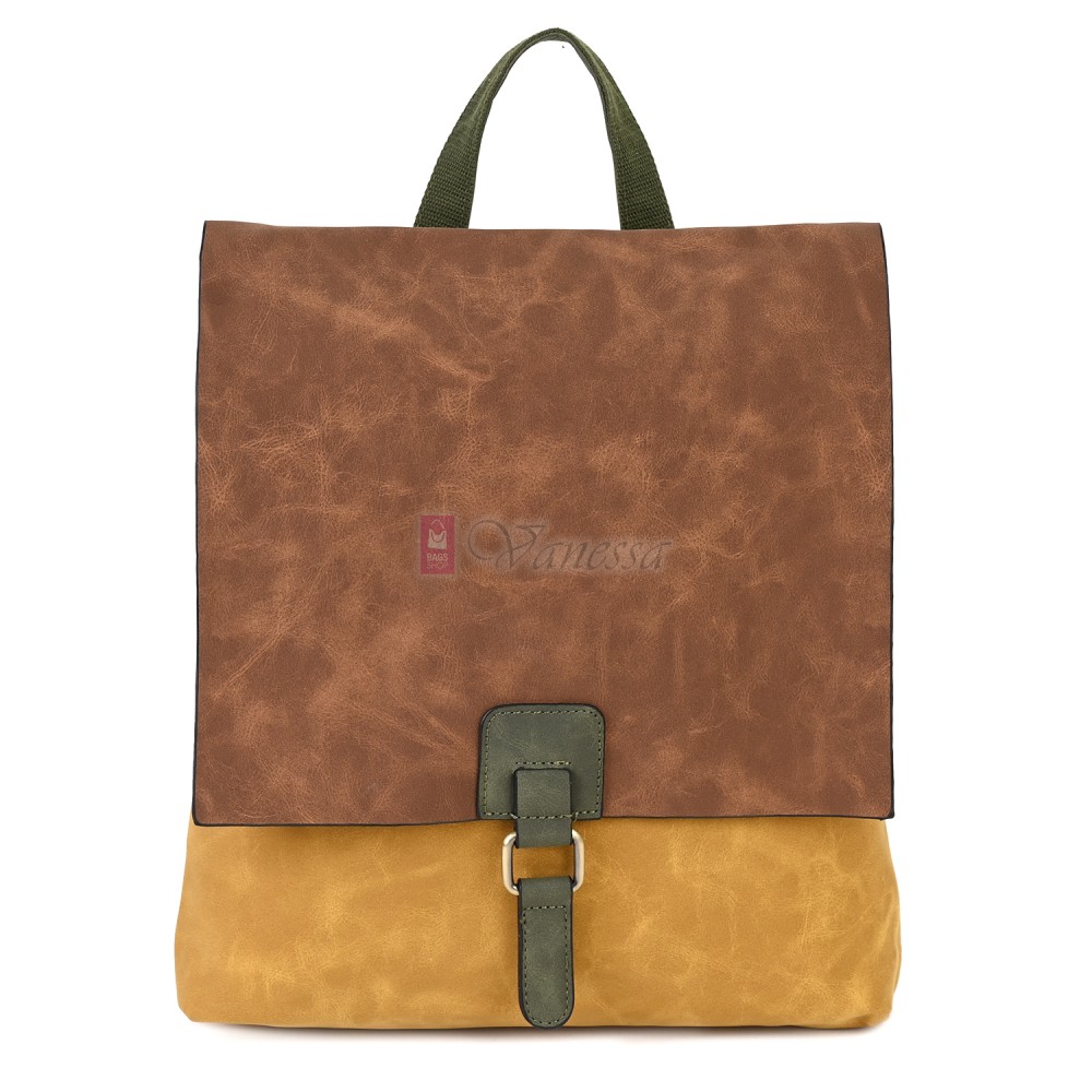  Дамска раница от велур, в жълт цвят. Код: 01106-10