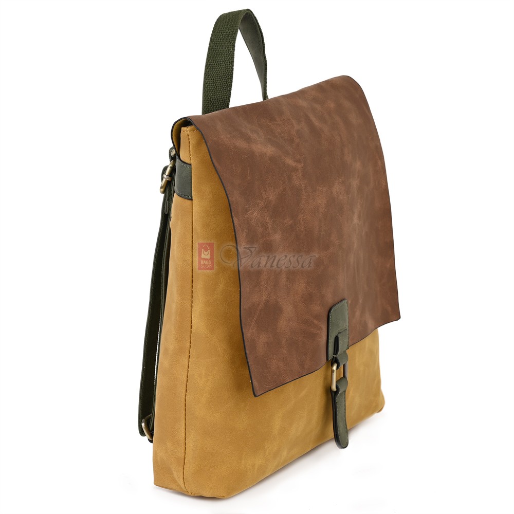  Дамска раница от велур, в жълт цвят. Код: 01106-10