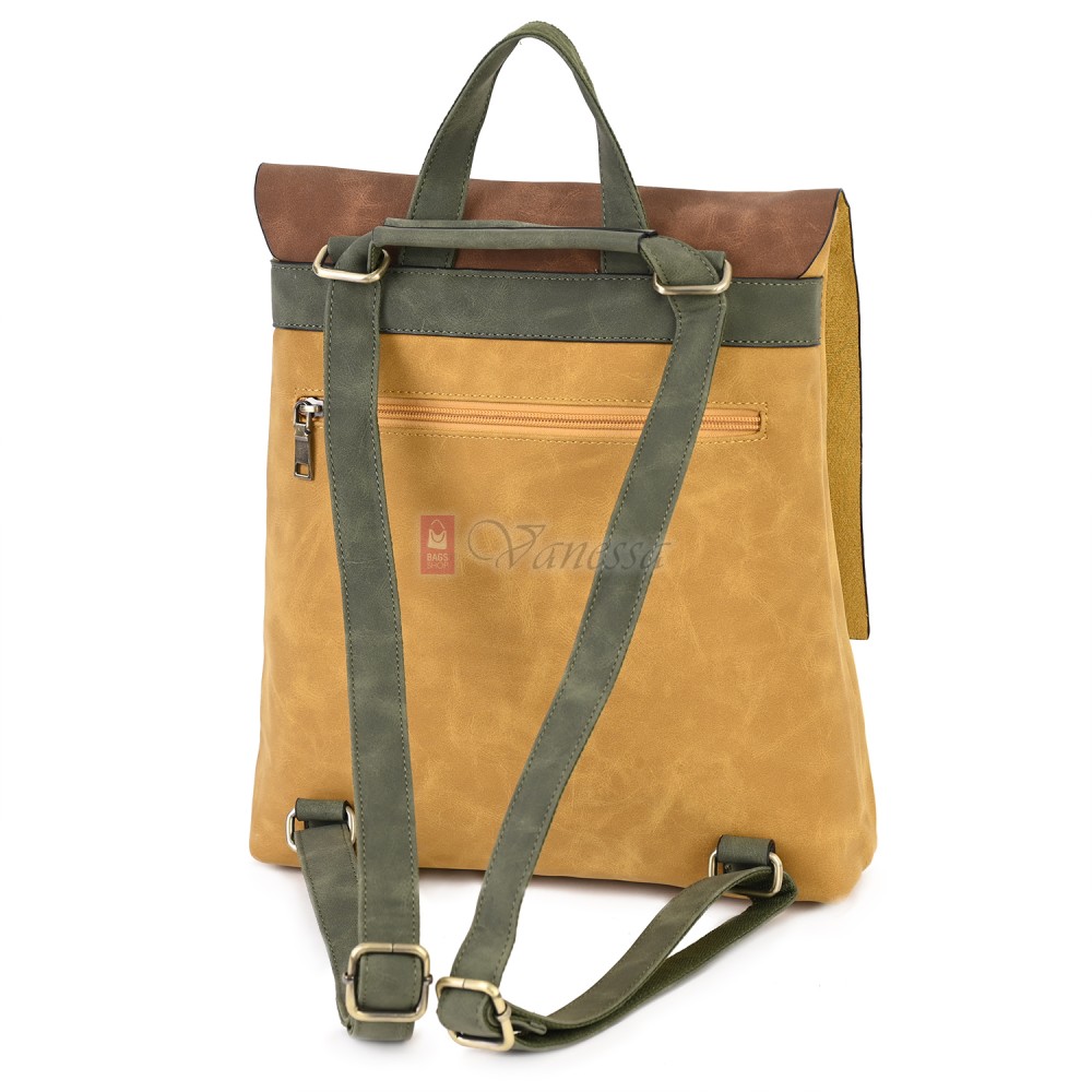  Дамска раница от велур, в жълт цвят. Код: 01106-10