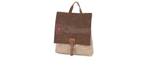  Дамска раница от велур, в бежов цвят. Код: 01106-10