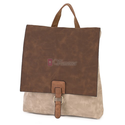  Дамска раница от велур, в бежов цвят. Код: 01106-10