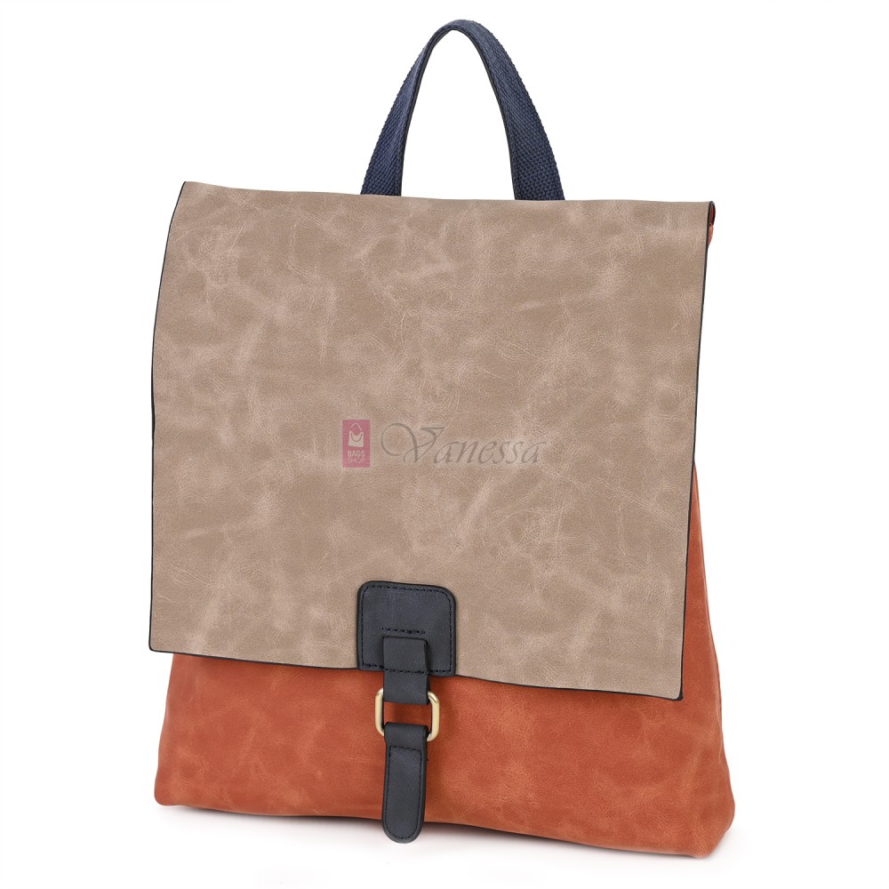  Дамска раница от велур, в оранжев цвят. Код: 01106-10