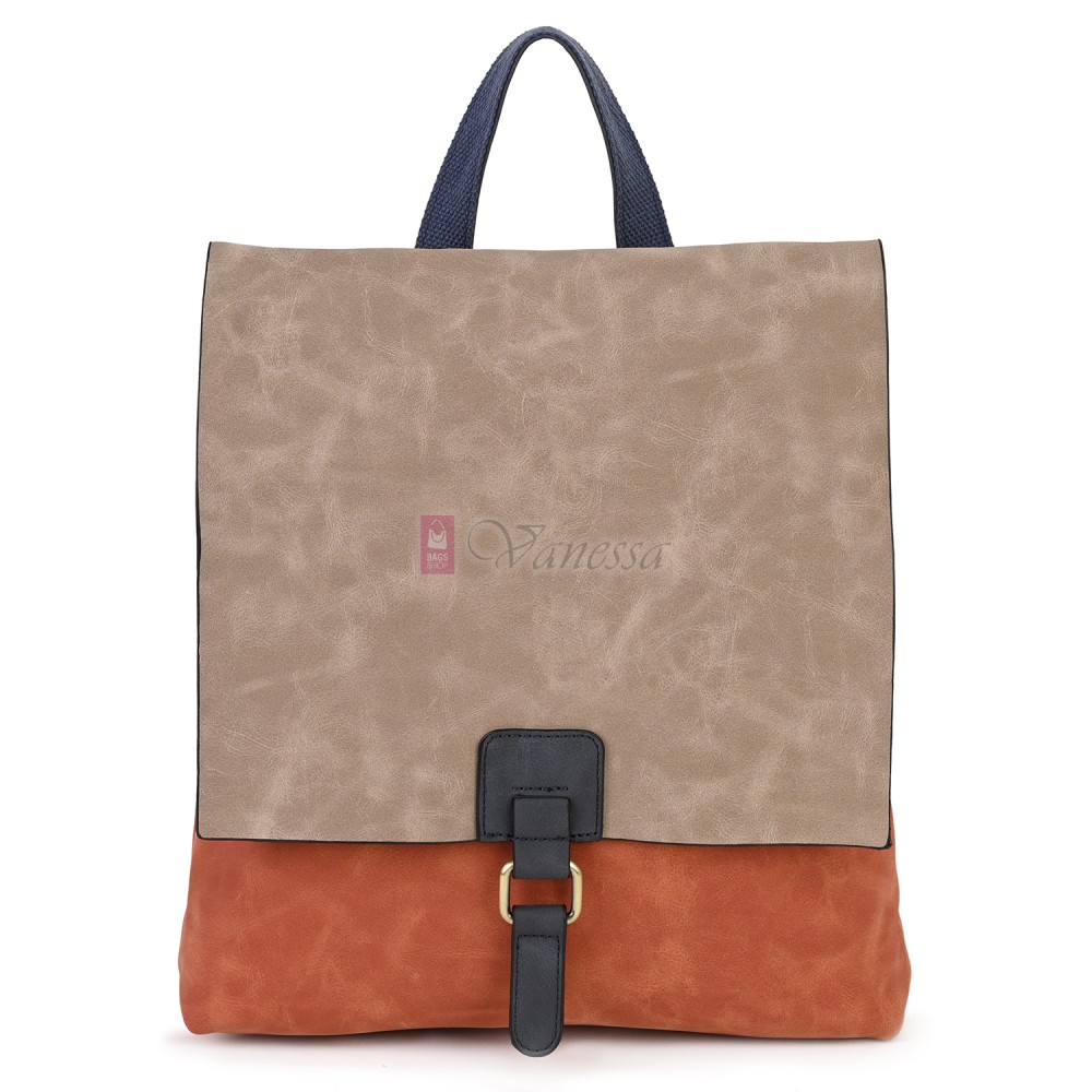  Дамска раница от велур, в оранжев цвят. Код: 01106-10