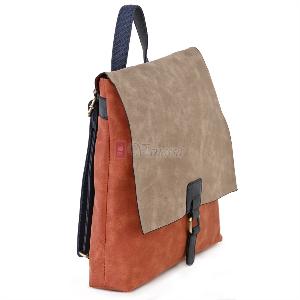  Дамска раница от велур, в оранжев цвят. Код: 01106-10