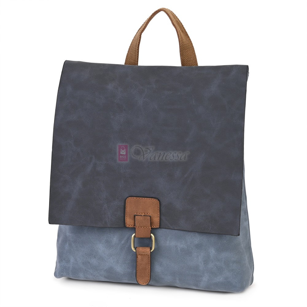  Дамска раница от велур, в син цвят. Код: 01106-10