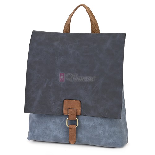  Дамска раница от велур, в син цвят. Код: 01106-10