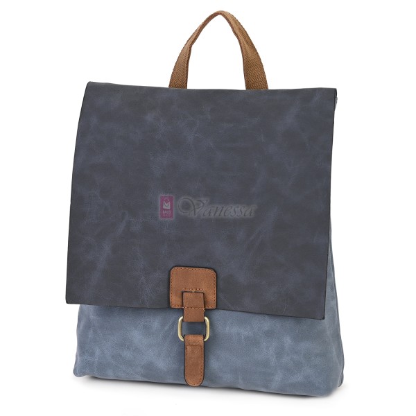  Дамска раница от велур, в син цвят. Код: 01106-10