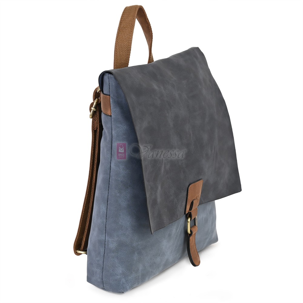  Дамска раница от велур, в син цвят. Код: 01106-10