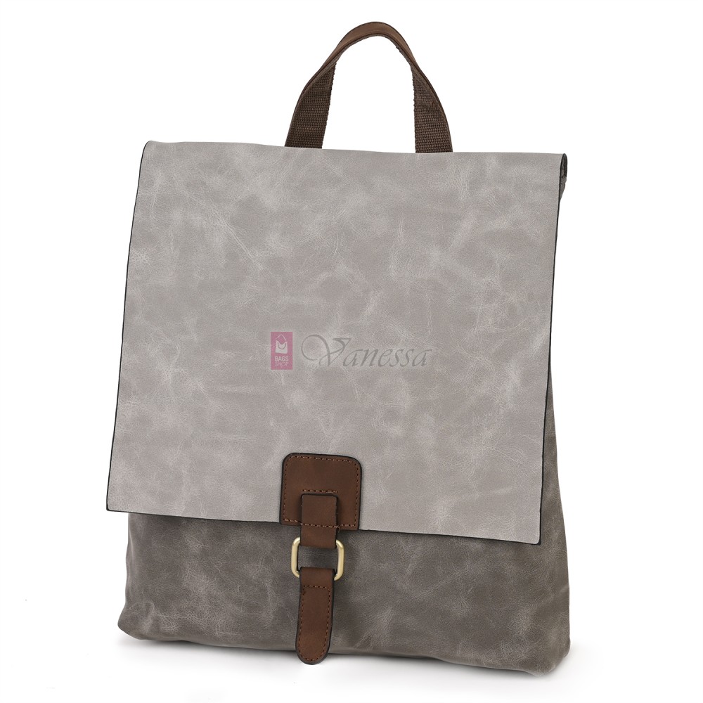  Дамска раница от велур, в сив цвят. Код: 01106-10