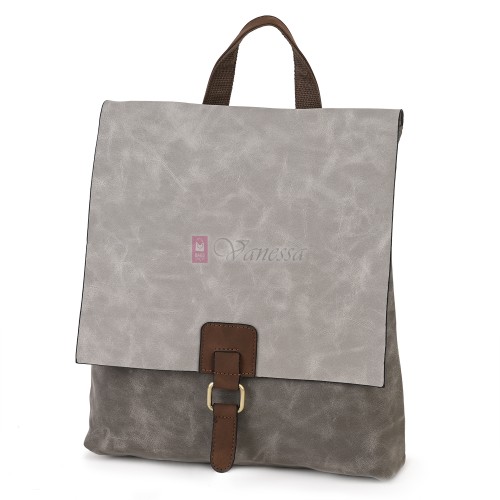  Дамска раница от велур, в сив цвят. Код: 01106-10