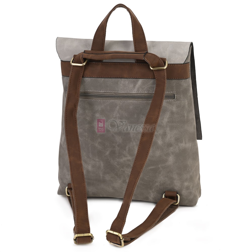  Дамска раница от велур, в сив цвят. Код: 01106-10