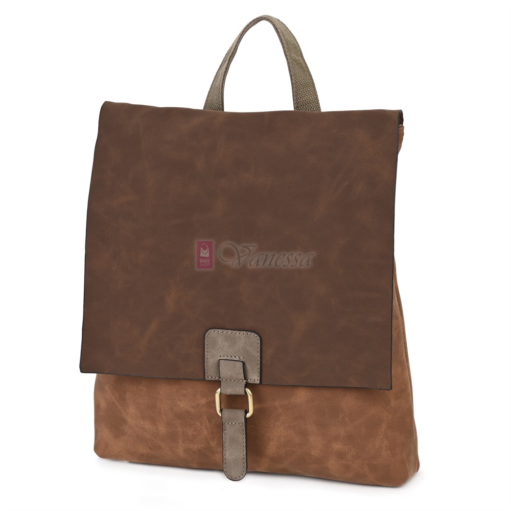  Дамска раница от велур, в светлокафяв цвят. Код: 01106-10