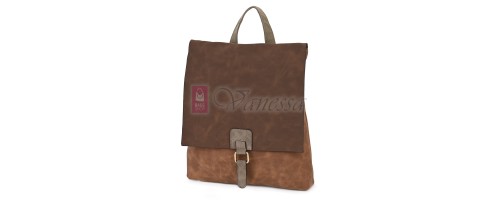  Дамска раница от велур, в светлокафяв цвят. Код: 01106-10