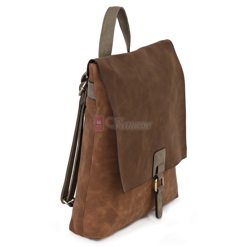  Дамска раница от велур, в светлокафяв цвят. Код: 01106-10