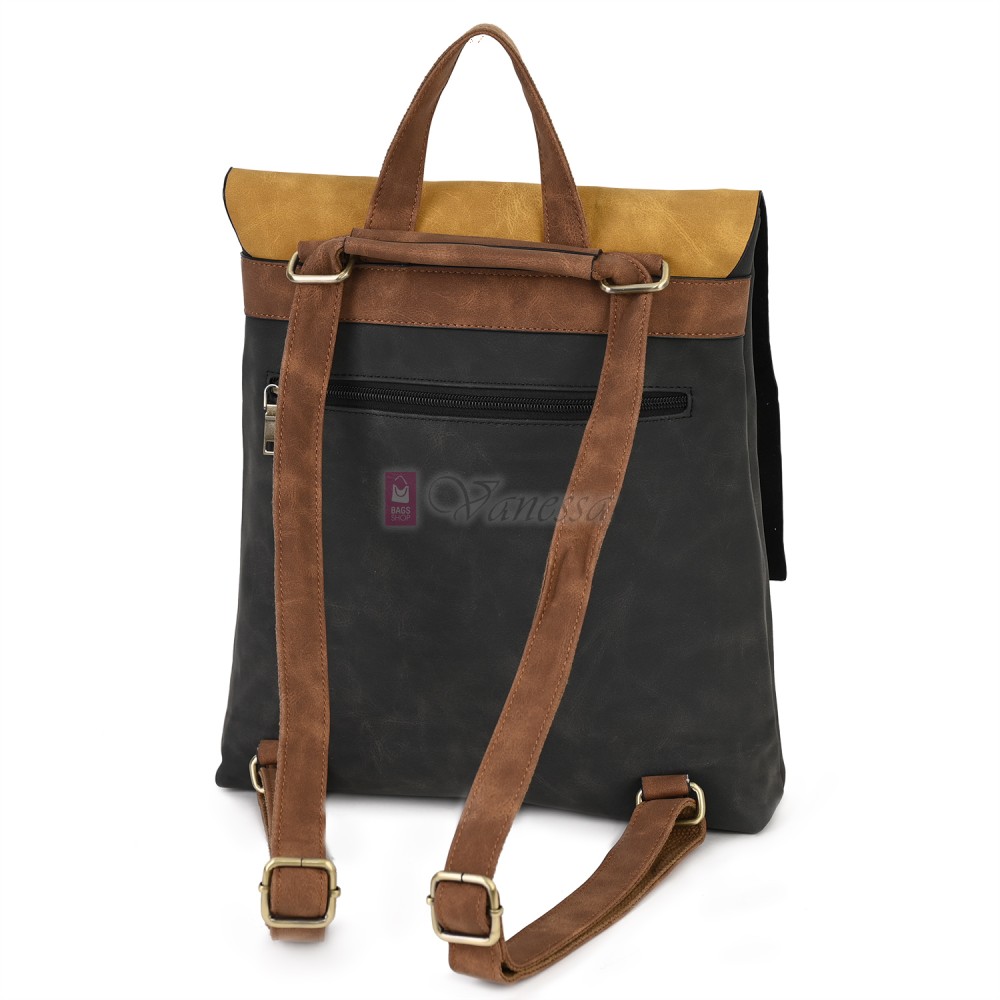  Дамска раница от велур, в тъмносив цвят. Код: 01106-10-1