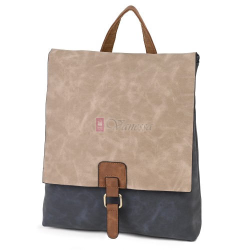  Дамска раница от велур, в тъмносин цвят. Код: 01106-10