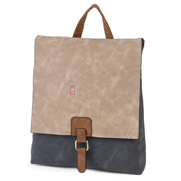  Дамска раница от велур, в тъмносин цвят. Код: 01106-10