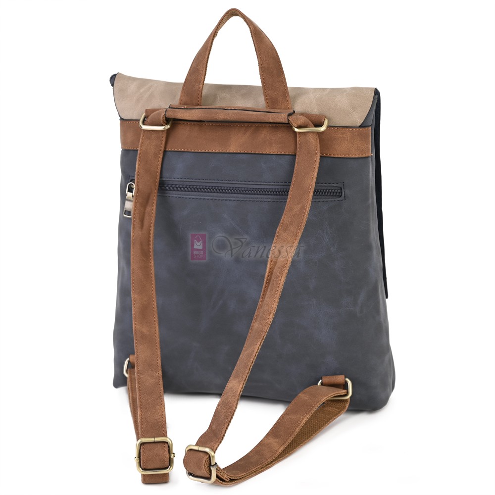  Дамска раница от велур, в тъмносин цвят. Код: 01106-10