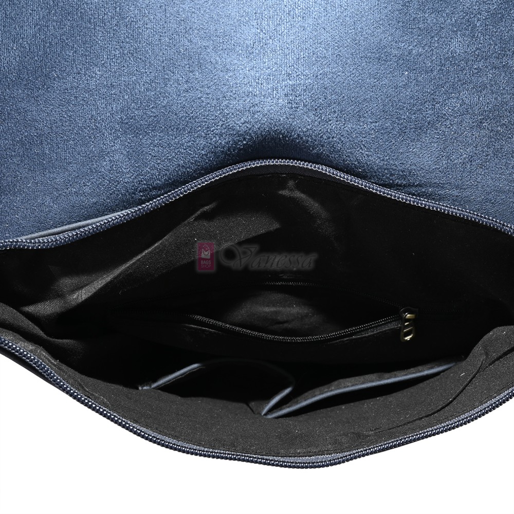  Дамска раница от велур, в тъмносин цвят. Код: 01106-10