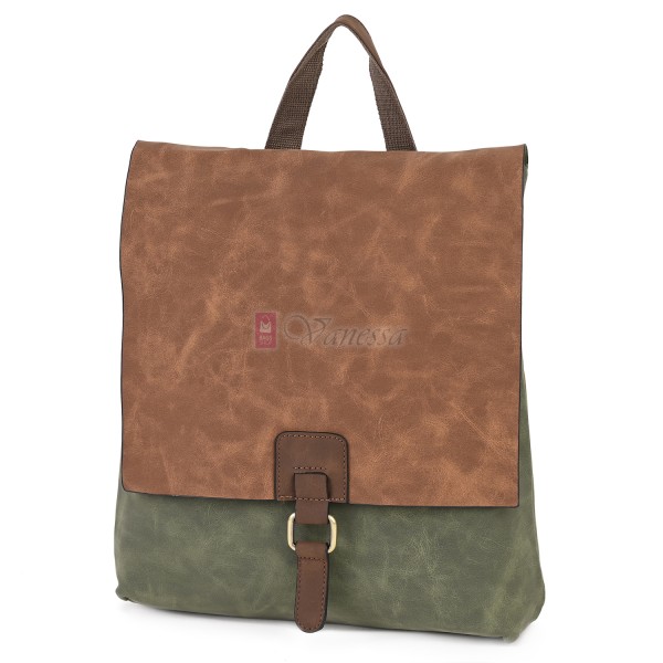  Дамска раница от велур, в зелен цвят. Код: 01106-10