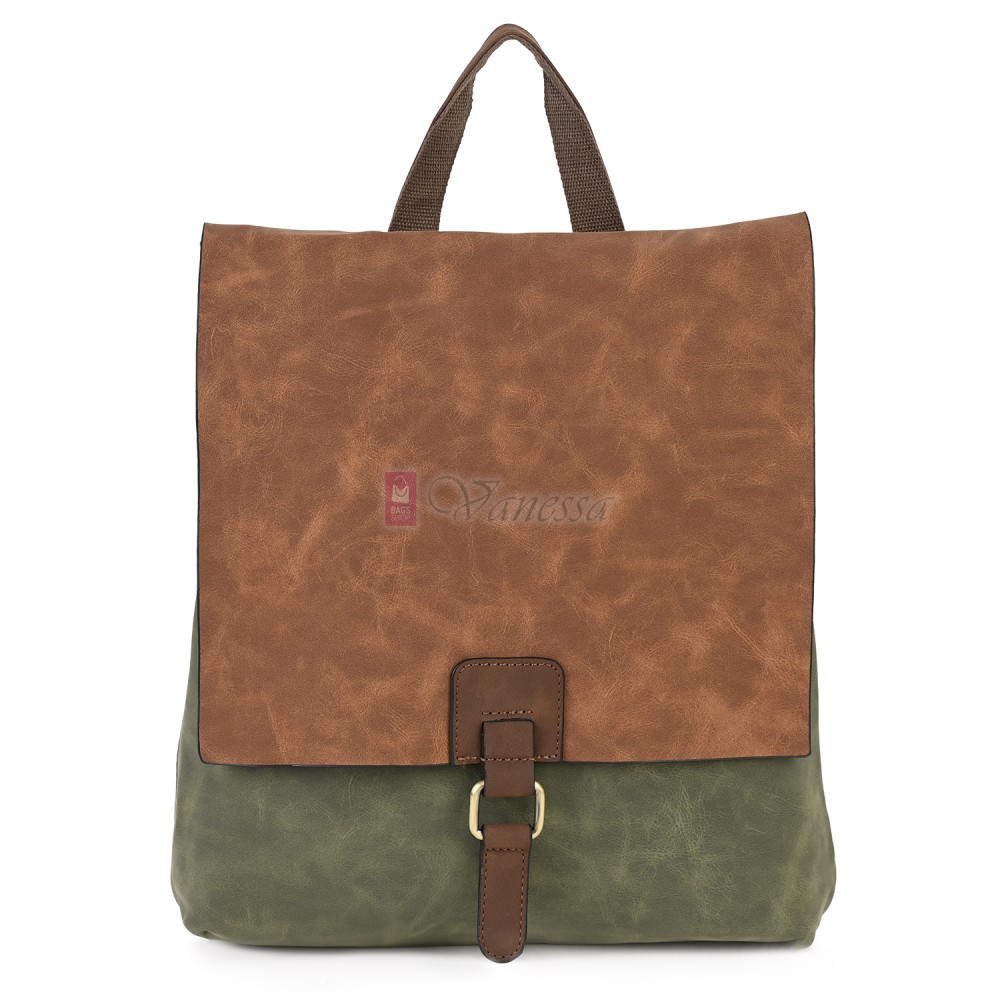  Дамска раница от велур, в зелен цвят. Код: 01106-10