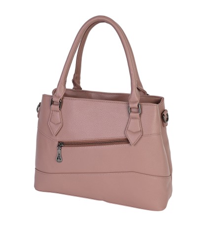 Голяма дамска чанта от висококачествена еко кожа в розов цвят Код: 012