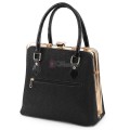 Eлегантна дамска чанта от еко кожа и текстил в черен цвят Код: TRL