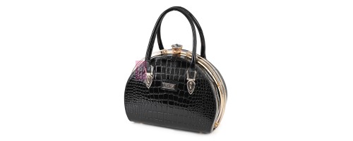 Eлегантна дамска чанта от еко кожа в черен цвят Код: 0126-1