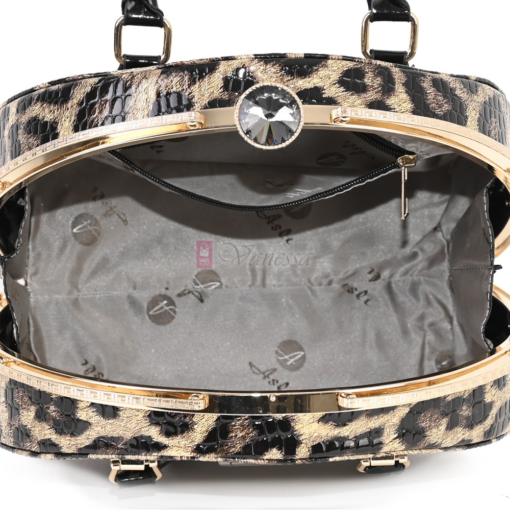 Eлегантна дамска чанта от еко кожа в бежов цвят Код: 0126