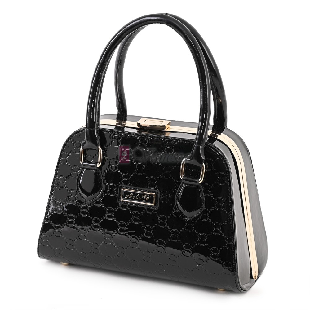 Eлегантна дамска чанта от еко кожа в черен цвят Код: 0135