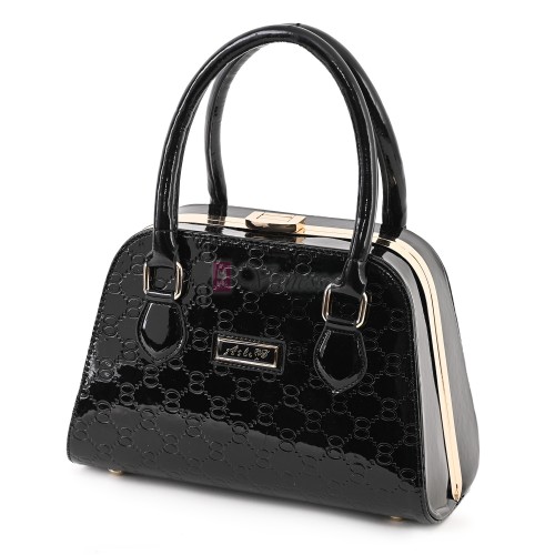 Eлегантна дамска чанта от еко кожа в черен цвят Код: 0135