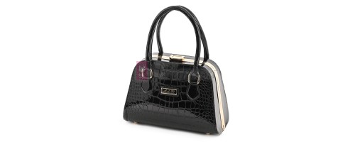 Eлегантна дамска чанта от еко кожа в черен цвят Код: 0135-1