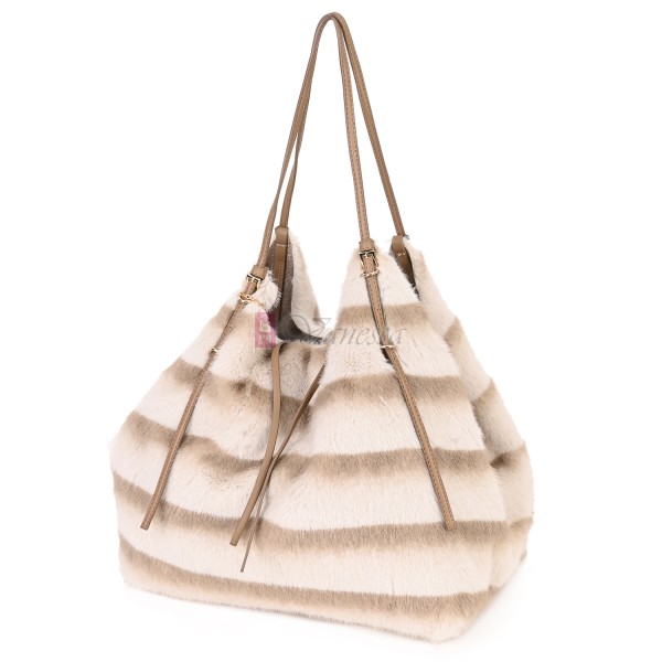 Голяма дамска чанта от текстил, в бежов цвят. Код: 0251