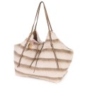 Голяма дамска чанта от текстил, в бежов цвят. Код: 0251