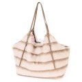 Голяма дамска чанта от текстил, в бежов цвят. Код: 0251