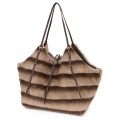 Голяма дамска чанта от текстил, в кафяв цвят. Код: 0251