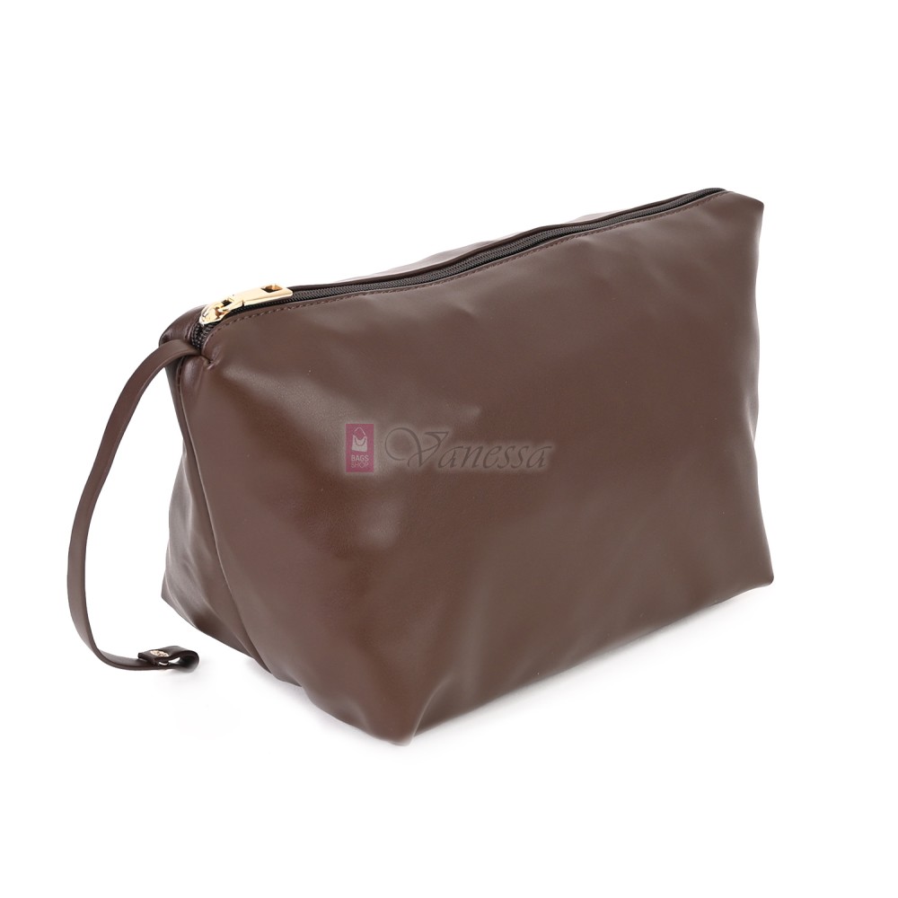 Голяма дамска чанта от текстил, в кафяв цвят. Код: 0251