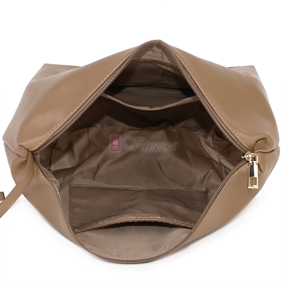 Голяма дамска чанта от текстил, в бежов цвят. Код: 0251