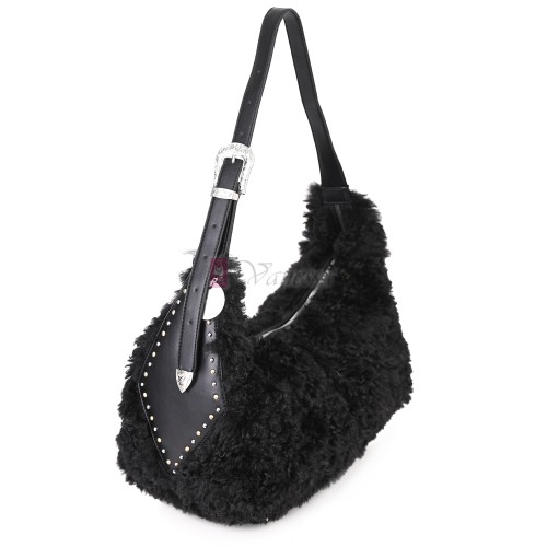 Голяма дамска чанта от текстил, в черен цвят. Код: 0261