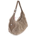Голяма дамска чанта от текстил, в тъмнобежов цвят. Код: 0261