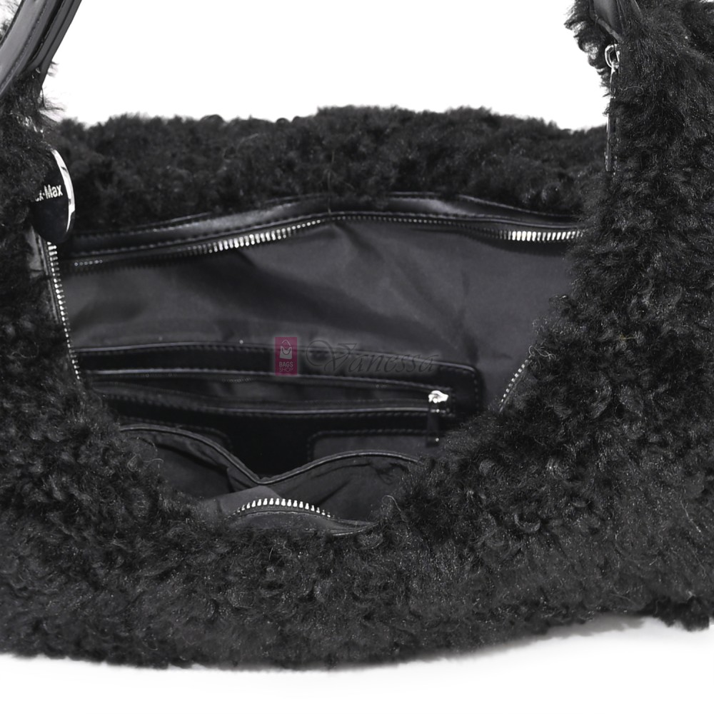 Голяма дамска чанта от текстил, в черен цвят. Код: 0261