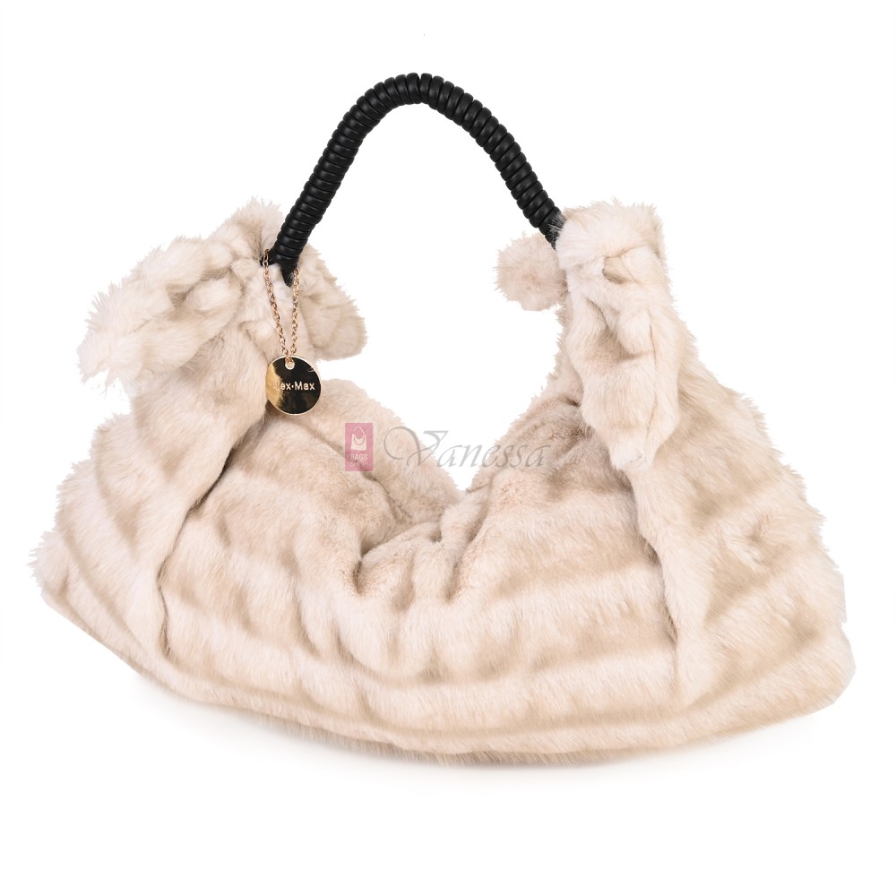 Голяма дамска чанта от текстил, в светлобежов цвят. Код: 235