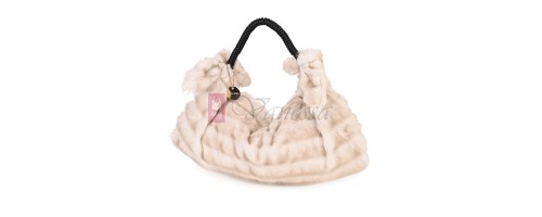 Голяма дамска чанта от текстил, в светлобежов цвят. Код: 235