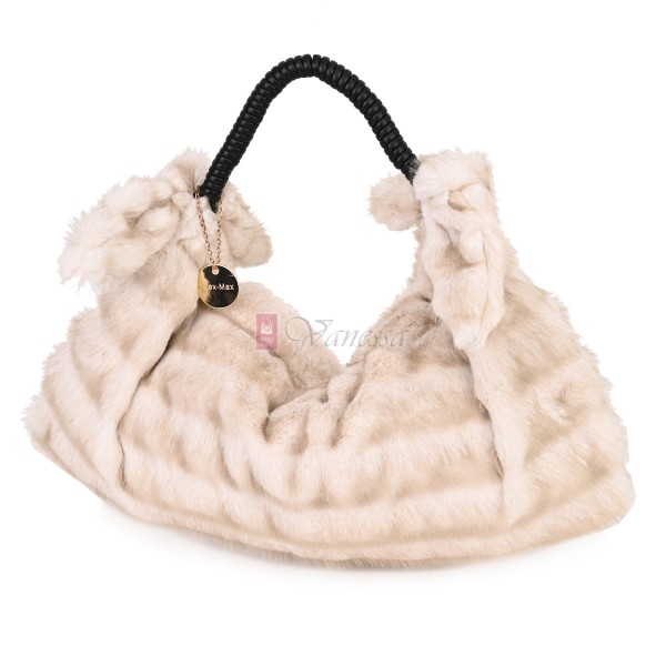 Голяма дамска чанта от текстил, в светлобежов цвят. Код: 235